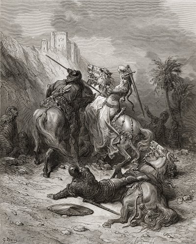 Florine da heroína de Borgonha, ilustração de "Bibliotheque des Croisades" por JF. Michaud, 1877 de Gustave Dore
