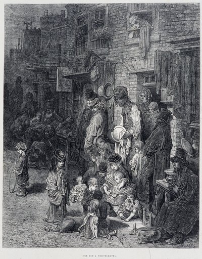 A Street in Whitechapel - em "Londres" de Gustave Dore de Gustave Dore