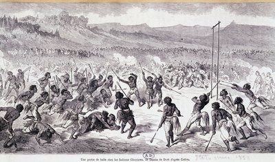Um jogo de bola nos índios Choctaws - gravura de Gustave Doré de Gustave Dore