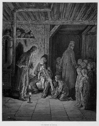 Uma casa de refúgio - em "Londres" de Gustave Dore de Gustave Dore