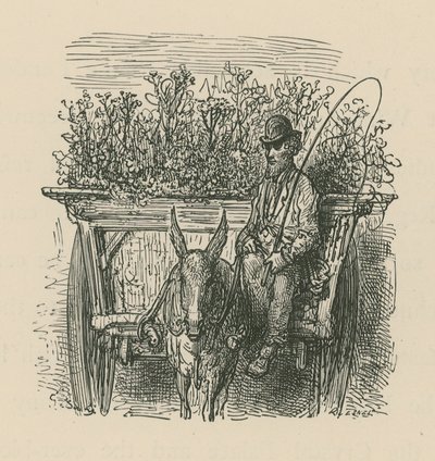 Um, homem, dirigindo, um, carreta, laden, com, plantas, e, flores de Gustave Dore