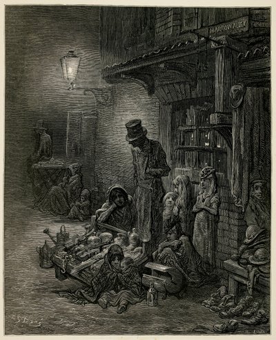 Uma família pobre com os seus pertences. de Gustave Dore