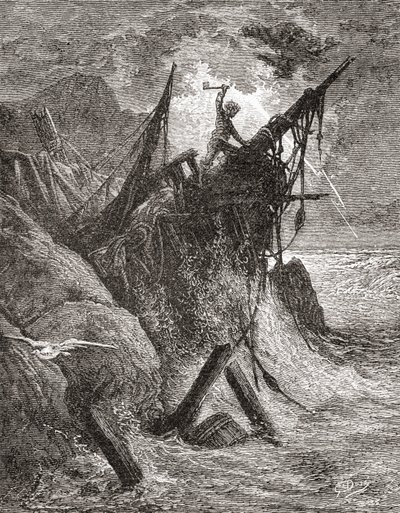 Segundo um trabalho original de Gustave Dore para o livro Os Trabalhadores do Mar, de Victor Hugo. De Life and Reminiscences of Gustave Dore, publicado em 1885. de Gustave Dore