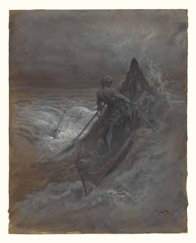 Depois do Naufrágio - Desenho para uma Ilustração de The Rime of the Ancient Mariner de Coleridge de Gustave Dore