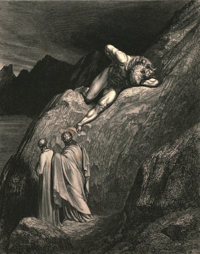 E ali, no ponto da cordilheira separada, estendia-se a infâmia de Creta, c1890. de Gustave Dore
