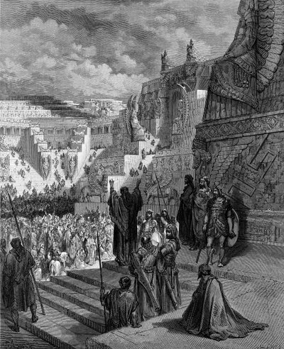 Artaxerxes concedendo liberdade aos judeus. - bíblia de Gustave Dore