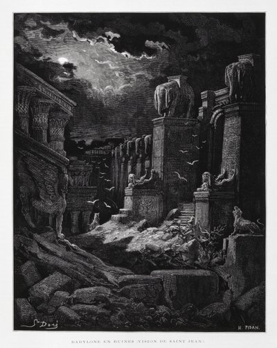 A Babilónia em ruínas (visão de João Batista), ilustração da Bíblia de Dore de Gustave Dore