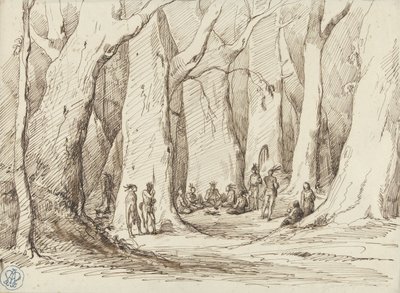 Encontro de nativos americanos numa floresta de Gustave Dore