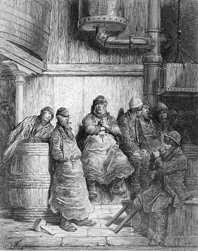Brewers at Rest, de &39;London, a Pilgrimage&39;, escrito por William Blanchard Jerrold (1826-94) e gravado por Hildibrand, pub. 1872 de Gustave Dore