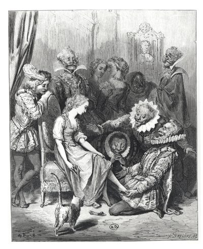 &39;Cinderela e o sapatinho de cristal&39;, ilustração de &39;Les Contes de Perrault&39;, gravada por Louis Henri Breviere (1797-1869), publicada por J.Hetzel, 1862 de Gustave Dore