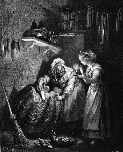 Cinderela: ilustração de Gustave Doré - em "Les Contes" de Charles Perrault. de Gustave Dore