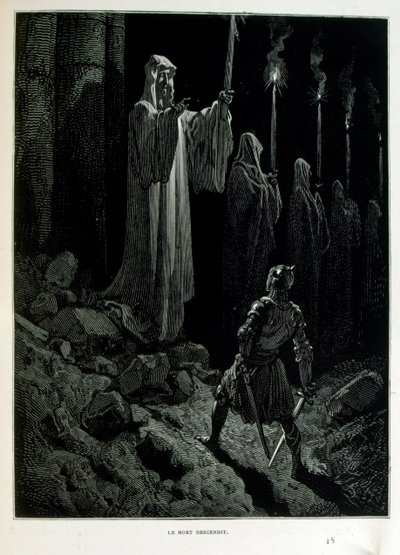 Croque-Mitaine; ilustração 1863, de Gustave Dore (1832 1883); artista francês, gravador, ilustrador. Croque-Mitaine (O papão) um personagem maléfico apresentado às crianças para assustá-las e assim torná-las mais sábias. de Gustave Dore