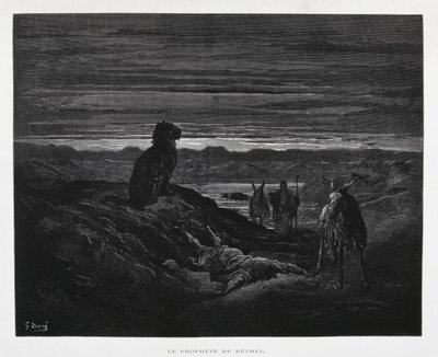 Morte do profeta de Betel, ilustração da Bíblia de Dore de Gustave Dore
