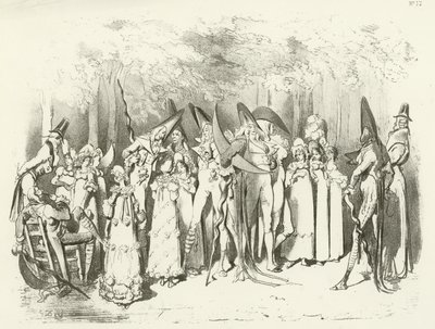 Modas sob o diretório 1798. O Incroyables (gravura) de Gustave Dore