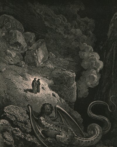 A partir daí, apareceu uma imagem vil de fraude, c1890. de Gustave Dore