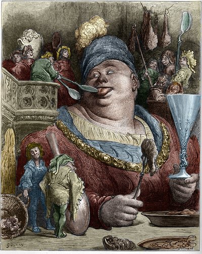 Gargântua personagem dos romances de François Rabelais (1494-1553), escritor francês. Ilustração de Gustave Dore (1832-1883). de Gustave Dore