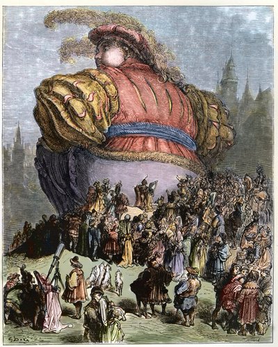 Gargântua visita Paris - O povo de Paris maravilha-se em Gargântua - ilustração de 