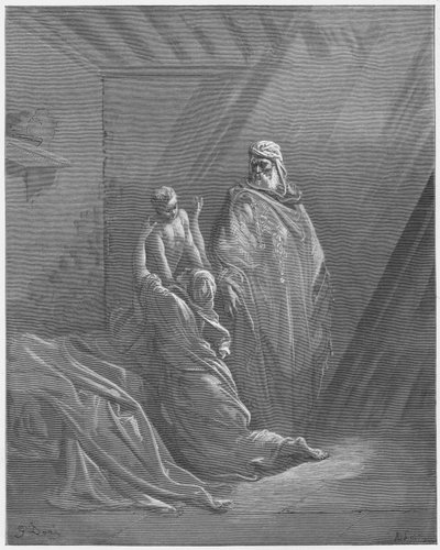 Gustave Dore Bíblia: Elias levanta o filho da viúva de Sarepta de Gustave Dore
