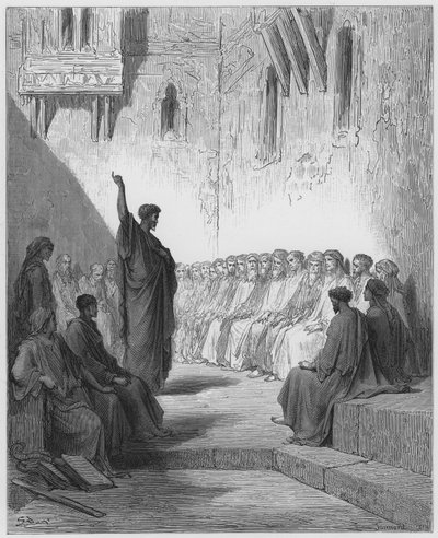 Gustave Dore Bible: S Paulo pregando aos tessalonicenses de Gustave Dore