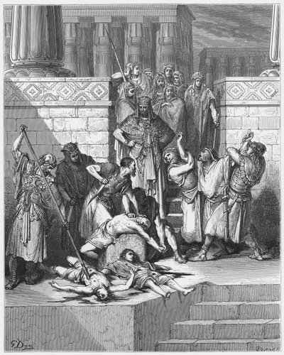 Gustave Dore Bible: Matança dos filhos de Zedekiah diante de seu pai de Gustave Dore