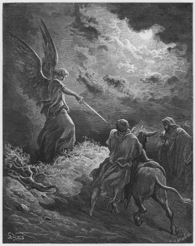 Gustave Dore Bible: O Anjo aparece para Balaão de Gustave Dore