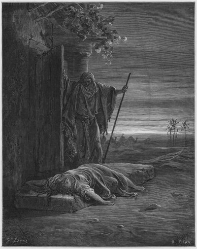 Gustave Dore Bible: O Levita achando o cadáver da mulher de Gustave Dore