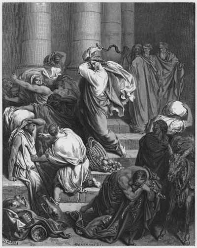Gustave Dore Bible: Os compradores e vendedores expulsos do templo de Gustave Dore