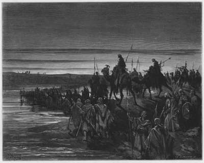 Gustave Dore Bible: Os filhos de Israel cruzando a Jordânia de Gustave Dore