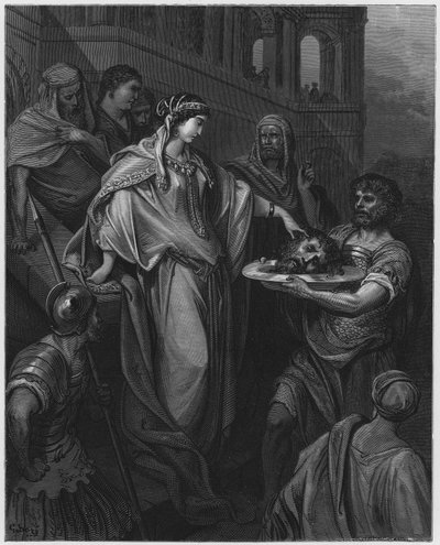 Gustave Dore Bíblia: A filha de Herodes recebendo a cabeça de João Batista de Gustave Dore