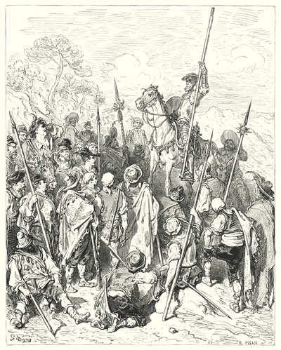 Gustave Dores Dom Quixote: "De acordo com as leis de armas, vocês realmente se ferem, ao se acharem ofendidos" (gravura) de Gustave Dore