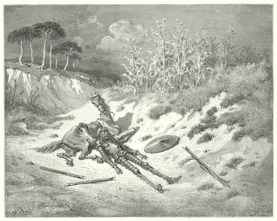 Gustave Dores Don Quixote: "Ai de mim! Onde estás, minha querida, que para minha desgraça não gemes?" (gravura) de Gustave Dore