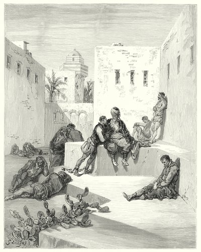 Gustave Dores Don Quixote: "Finalmente resolvi confiar num renegado de Múrcia, que me tinha mostrado grandes provas da sua bondade" (gravura) de Gustave Dore