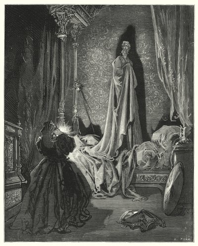 Gustave Dores Dom Quixote: "Abençoa-me!" gritou ela, "o que é isto?" (gravura) de Gustave Dore