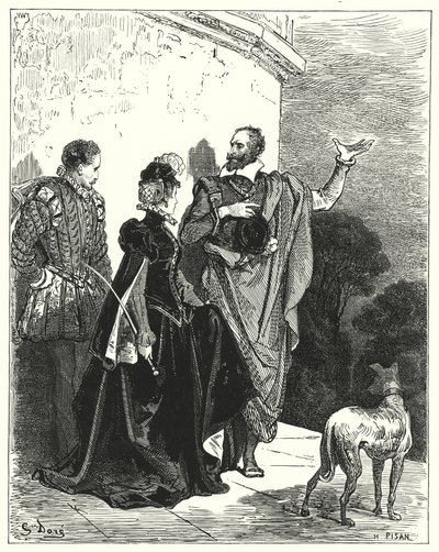 Gustave Dores Dom Quixote: "Ele conheceu o duque e a duquesa com seus sentimentos, e implorou sua licença para partir" (gravura) de Gustave Dore