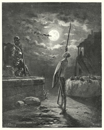 Gustave Dores Dom Quixote: "Ele começou a andar pelo cocho com um gracioso porte" (gravura) de Gustave Dore