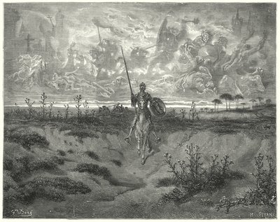 Gustave Dores Dom Quixote: Ele viajou quase todo aquele dia (gravura) de Gustave Dore
