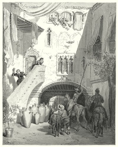Gustave Dores Dom Quixote: "Oh, vós, Tobosianos, que despertais na minha mente os pensamentos do doce penhor das minhas mais amargas dores!" (gravura) de Gustave Dore