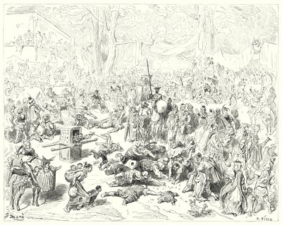 Gustave Dores Dom Quixote: "O pobre Sancho seguiu o seu mestre com um coração pesado" (gravura) de Gustave Dore