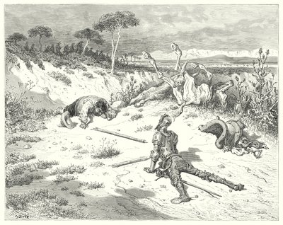 Gustave Dores Dom Quixote: "Sancho, eu sempre ouvi dizer, que fazer uma gentileza aos palhaços, é como jogar água no mar" (gravura) de Gustave Dore