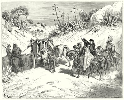 Gustave Dores Dom Quixote: "O coadjutor estava muito atento e acreditava que era um homem de bom senso" (gravura) de Gustave Dore