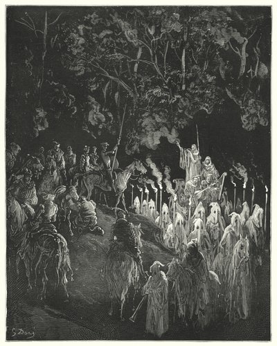 Gustave Dores Don Quixote: "A figura do vestido levantou-se" (gravura) de Gustave Dore