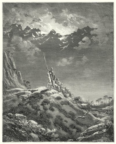 Gustave Dores Don Quixote: "Rumo ao reino de Micomicon" (gravura) de Gustave Dore