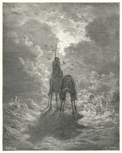 Gustave Dores Don Quixote: "Dormimos tão bem como se tivéssemos quatro camas de penas debaixo de nós" (gravura) de Gustave Dore