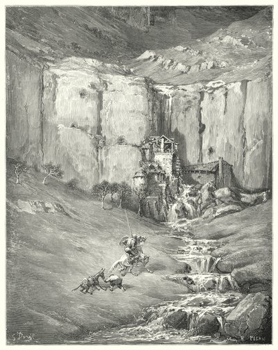 Gustave Dores Don Quixote: "Quando se aproximaram, até o próprio paciente Rozinante começou com o som horrível" (gravação) de Gustave Dore