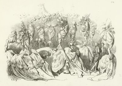 Vestidos de cabeça no Reino de Luís XVI (gravura) de Gustave Dore