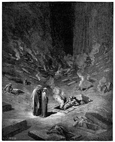 Inferno: a cidade de Dis, deus romano do submundo, 1863 de Gustave Dore