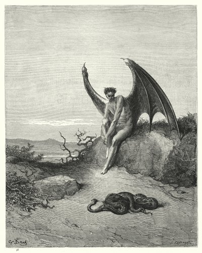 Ilustração de Gustave Dore para Miltons Paradise Lost, Livro IX, linhas 182, 183 de Gustave Dore