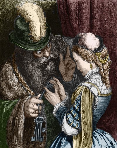 Ilustração para "Bluebeard" por Charles Perrault, 1893 de Gustave Dore