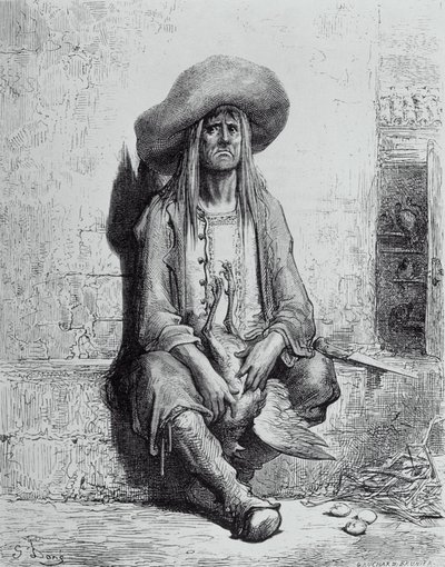 Ilustração para a galinha com os ovos de ouro, de &39;fábulas&39; por Jean de La Fontaine (1621-95) de Gustave Dore