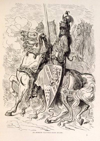 Ilustração de Rolando a cavalo. de La legende de Croque-Mitaine. de Gustave Dore
